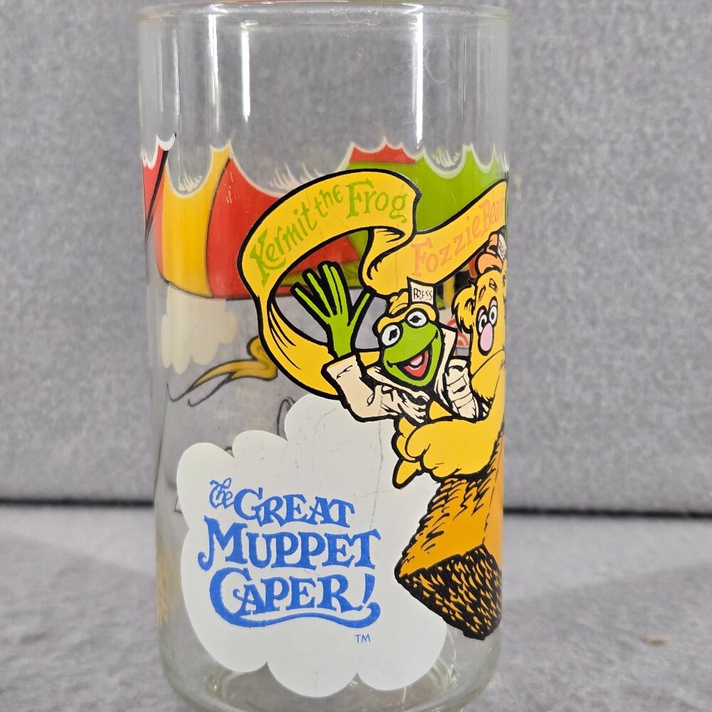 Vintage "The Great Muppet Caper" McDonalds Collector Glass, 1981, Henson Inc
